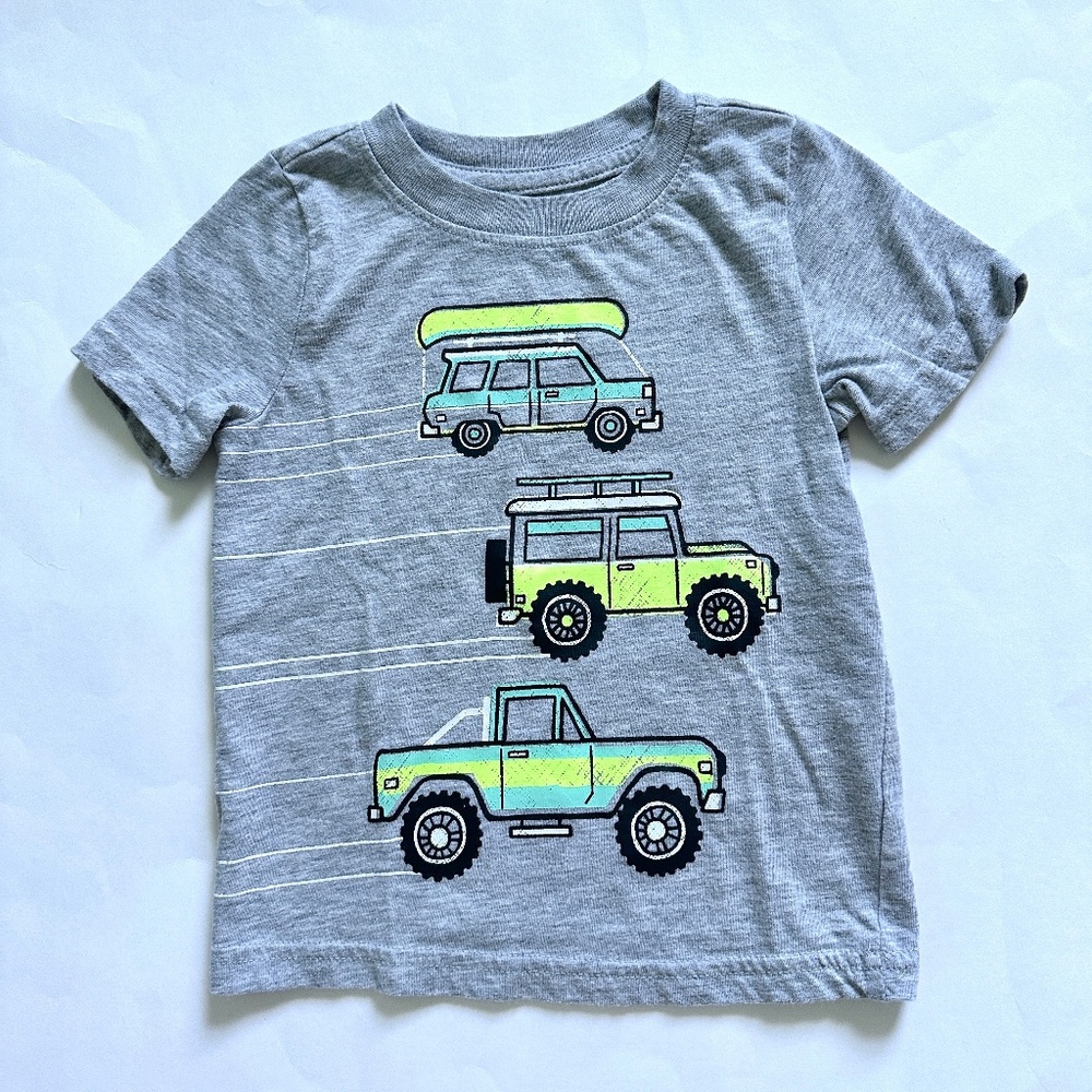 Jumping Beans Boys Trucks Shirt Size 18m Grey Short Sleeve